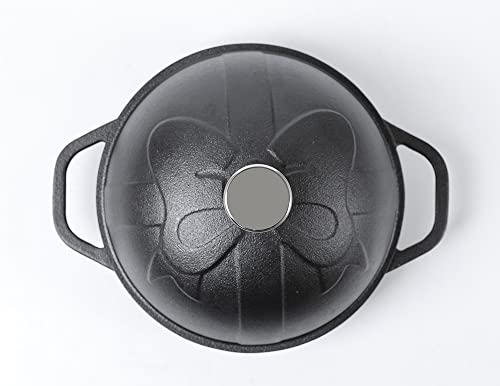 HAWOK Cast Iron Bread Cloche, Dia.7.8inch/20cm, Sourdough Baking Pan Pre-seasoned Black