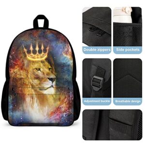 KiuLoam Galaxy Lion King Kids Backpack Set 3 Piece Back To School 16 Inch Book Bag With Lunch Bag Pencil Case For Boys Girls 1-6th Grade