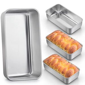 lianyu 4 pack loaf pans for baking bread, 9x5 inch bread pan, bread loaf pan for baking, stainless steel meatloaf baking pan, loaf tin pan for homemade banana bread, dishwasher safe