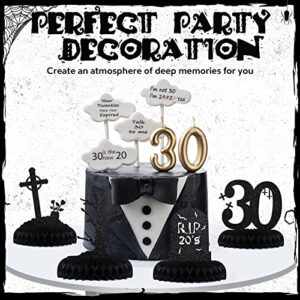 8 Pack Rip 20s Birthday Decorations 30th Birthday Party Decorations Death to My Twenties Honeycomb Centerpieces Gothic Table Centerpieces Black Glitter Funeral 30th Birthday Party Supplies Men Women