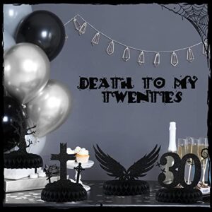 8 Pack Rip 20s Birthday Decorations 30th Birthday Party Decorations Death to My Twenties Honeycomb Centerpieces Gothic Table Centerpieces Black Glitter Funeral 30th Birthday Party Supplies Men Women