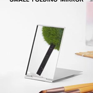 MIRRORNOVA Portable Folding Mirror, Ultra-Slim Durable Makeup Mirror, Small Tabletop Mirror for Travel, Aluminum Shell, Mini Size, 4.7"