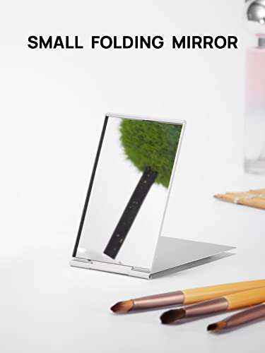 MIRRORNOVA Portable Folding Mirror, Ultra-Slim Durable Makeup Mirror, Small Tabletop Mirror for Travel, Aluminum Shell, Mini Size, 4.7"