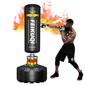 Punching Bag with Stand Adult 70", Feikuqi 205lbs Boxing Bag with Stand, Shock Absorber, Suction Cup Base, Punching Bag Stand for Adult, Standing Kickboxing Bag for Home Office Gym