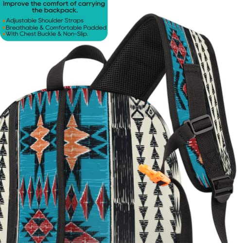 Pardick Ethnic Aztec School Backpacks for Girls Boys Teens Students - Aztec Print College Schoolbag Book Bag - Water Resistant Travel Backpacks for Women Men