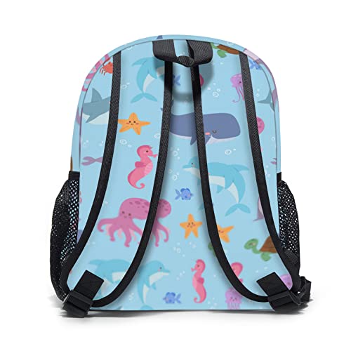 wnlnfdp Custom Backpack for Girl Boy, Personalized Backpacks whit Name, Customized Ocean World Bookbag for Gift, Casual Travel Laptop Backpack -12in