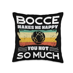 boules - lawn bowls bocce ball sports designs ball player boules bocce makes me happy funny throw pillow, 16x16, multicolor