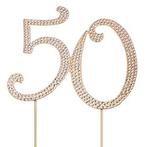 toddmomy 50 gold 50th anniversary bling rhinestone 50th birthday crystal cake decoration