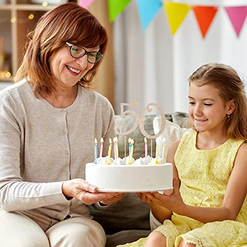Toddmomy 50 Gold 50th Anniversary Bling Rhinestone 50th Birthday Crystal Cake Decoration