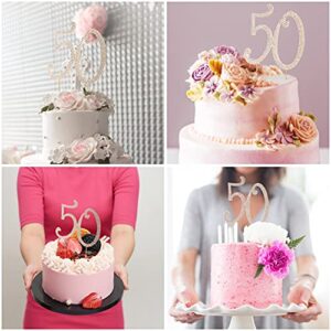 Toddmomy 50 Gold 50th Anniversary Bling Rhinestone 50th Birthday Crystal Cake Decoration