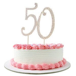 Toddmomy 50 Gold 50th Anniversary Bling Rhinestone 50th Birthday Crystal Cake Decoration