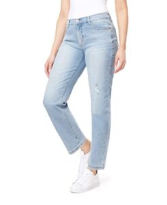 wallflower women's size fearless curvy straight denim super high-rise insta vintage juniors jeans (standard, alpine, 18 plus