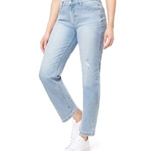 WallFlower Women's Size Fearless Curvy Straight Denim Super High-Rise Insta Vintage Juniors Jeans (Standard, Alpine, 18 Plus