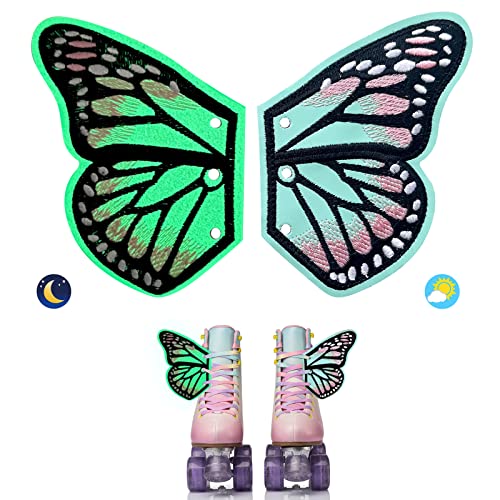 GR GLAMRAY Glow in The Dark Butterfly Wings for Roller Skate Shoes Boots, Roller Skate Accessories for Women Girls