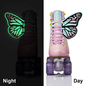 GR GLAMRAY Glow in The Dark Butterfly Wings for Roller Skate Shoes Boots, Roller Skate Accessories for Women Girls