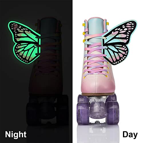 GR GLAMRAY Glow in The Dark Butterfly Wings for Roller Skate Shoes Boots, Roller Skate Accessories for Women Girls