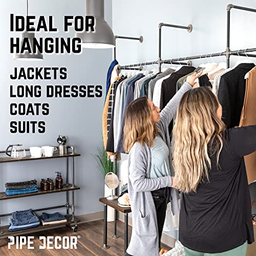 PIPE DECOR Wall and Floor Mounted Modular Clothing Rack, 115 in. W x 87.5 in. H, Black Steel Pipe, Fittings and Flanges, Industrial Design and Look for Home, Retail or Commercial Use