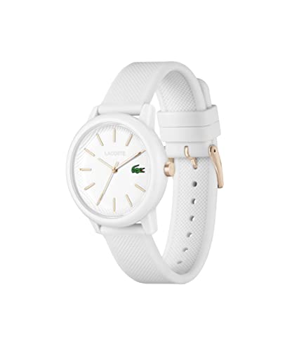 Lacoste 12.12 Women's Quartz Plastic and Silicone Strap Watch, Color: White (Model: 2001211)