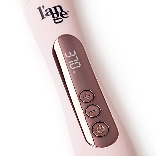 L'ANGE HAIR Le Spirale Titanium Hair Curling Wand Iron | Digital Clip Free 1 Inch Curling Wand | Best Hot Tools Hair Wand for Tight Curls & Beachy Waves | Tapered Hair Curler Wand | Blush 25MM