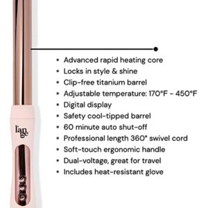 L'ANGE HAIR Le Spirale Titanium Hair Curling Wand Iron | Digital Clip Free 1 Inch Curling Wand | Best Hot Tools Hair Wand for Tight Curls & Beachy Waves | Tapered Hair Curler Wand | Blush 25MM