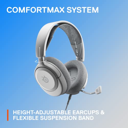 SteelSeries Arctis Nova 1P Multi-System Gaming Headset — Hi-Fi Drivers — 360° Spatial Audio — Comfort Design — Durable — Lightweight — Noise-Cancelling Mic — PS5/PS4, PC, Xbox, Switch - White