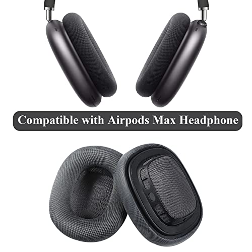 Replacement Ear Pads for AirPods Max Headphone Breathable Mesh Fabric Earpads Covers Easy to Install with Magnet Ear Pads Earmuff Repair Part(Dark Grey)