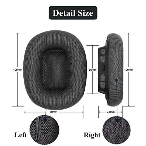 Replacement Ear Pads for AirPods Max Headphone Breathable Mesh Fabric Earpads Covers Easy to Install with Magnet Ear Pads Earmuff Repair Part(Dark Grey)