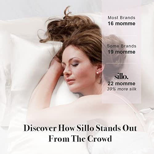 Sillo Silk Pillowcases for Hair and Skin – Anti Acne Pillow Case, Acne Pillowcase, Real Silk Pillowcase, Mulberry Silk Pillowcase Set of 2 with Wash Bag (Queen, Ivory White)