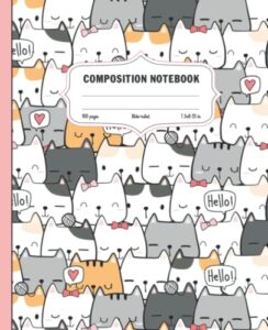 kitten composition notebook: adorable little cats notebook gift with 100 pages wide ruled lined white paper 7.5x9.25 in | notebook journal for teen, kids, students and adults.