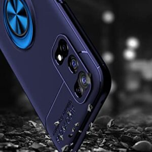 Asuwish Phone Case for Oppo Realme 7 Pro with Tempered Glass Screen Protector Cover and Cell Accessories Stand Kickstand Ring Holder Soft TPU Silicone Rubber Protective Realme7 7Pro Women Men Blue