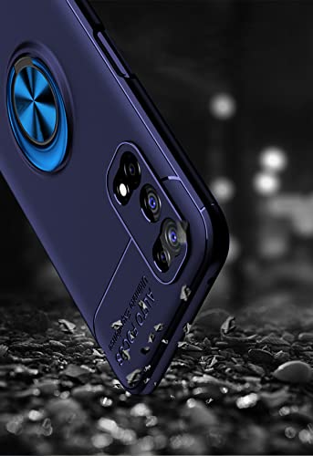 Asuwish Phone Case for Oppo Realme 7 Pro with Tempered Glass Screen Protector Cover and Cell Accessories Stand Kickstand Ring Holder Soft TPU Silicone Rubber Protective Realme7 7Pro Women Men Blue