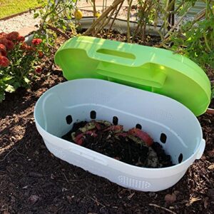 Vego Garden In-Ground Worm Composter Outdoor Farm Compost Bin 8 Gallons BPA-Free Composting System for Raised Garden Beds