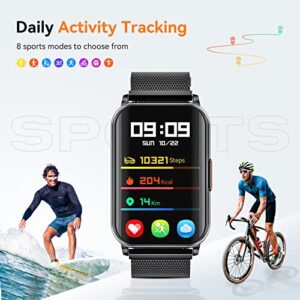 Smart Watches for Men Women 1.57" Touch Screen Fitness Wacth Tracker for Android iOS Phones with Blood Pressure Sleep Monitor IP68 Waterproof Smartwatch(Black ST)