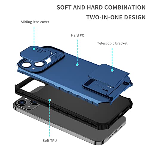 Back Cover Silicone Kickstand Case Compatible for infinix HOT Smart 4,[3 Stand Ways] Vertical and Horizontal Stand Case,Full Body Hard Slim Protective Phone Case Lanyard Case (Color : Blue)