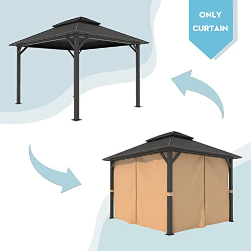 BPS 10' x 10' Gazebo Curtain Privacy 4-Panel Sidewall Outdoor Replacement Shade (Only Curtain)