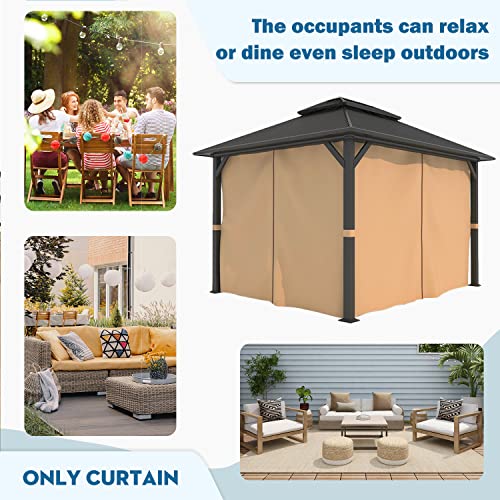 BPS 10' x 10' Gazebo Curtain Privacy 4-Panel Sidewall Outdoor Replacement Shade (Only Curtain)