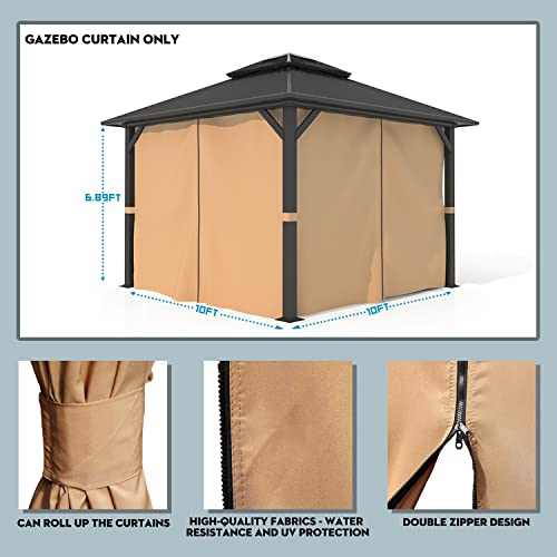 BPS 10' x 10' Gazebo Curtain Privacy 4-Panel Sidewall Outdoor Replacement Shade (Only Curtain)