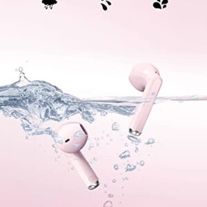 GCBIG Wireless Earbud, Bluetooth 5.3 Headphones with 4 ENC Mics, Wireless Headphones in Ear with 25H Playtime Noise Cancelling, IP7 Waterproof Bluetooth Earphones HiFi for Android iOS, USB C, Pink