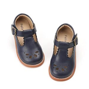 felix & flora toddler little girl navy blue mary jane dress shoes - ballet flats for easter flower girl party school shoes（navy blue,7 toddler