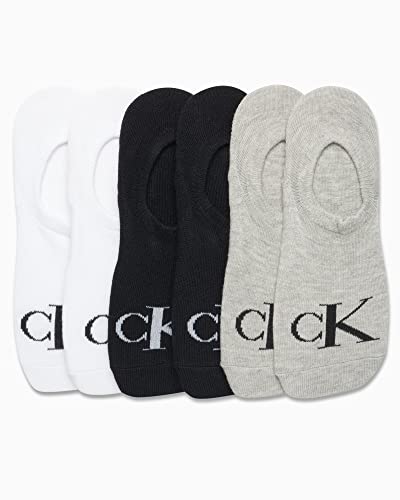 Calvin Klein Women's Socks - Comfort Cuff Sneaker Liner (6 Pack), Size 4-10, Grey Logo Assorted