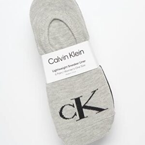 Calvin Klein Women's Socks - Comfort Cuff Sneaker Liner (6 Pack), Size 4-10, Grey Logo Assorted