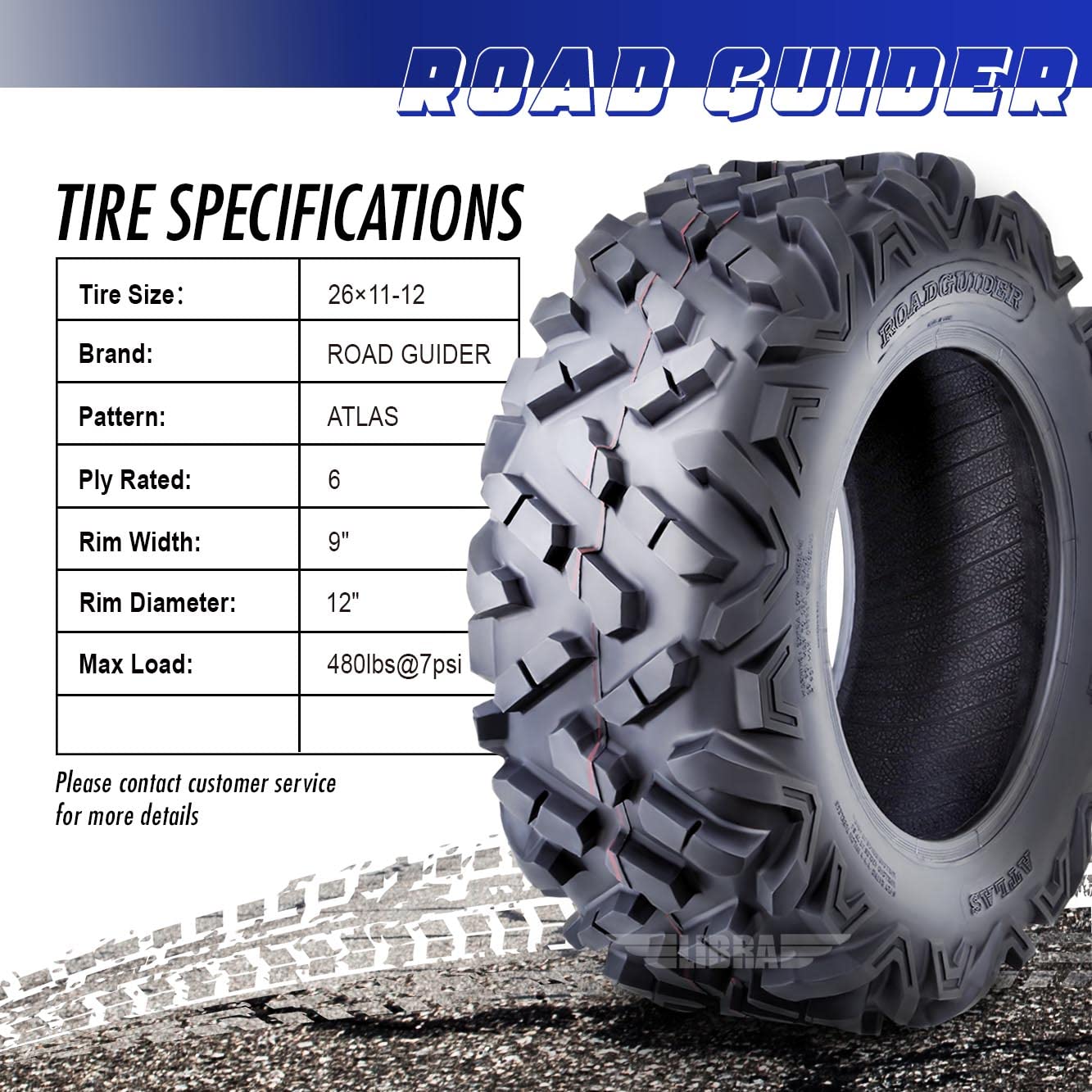 Roadguider ATV UTV Tire 26x11-12 26x11x12 6PR All Terrain 10396