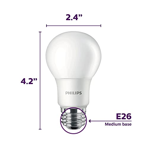 Philips LED Basic Frosted Dimmable A19 Light Bulb - EyeComfort Technology - 450 Lumen - Soft White (2700K) - 6.5W=40W - E26 Base - Indoor - 4-Pack