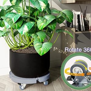 IVONNEY Large Plant Stand with Wheels, Adjustable Rolling Plant Caddy 14.6-20 Inch, Heavy Duty Plant Dolly with Wheels for Outdoor Planters, Garden Pot Mover (440lbs Capacity)