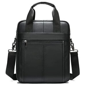 lukzijaes genuine leather shoulder messenger bag for men adjustable shoulders sling crossbody bags for travel work business handbag (3#-black)