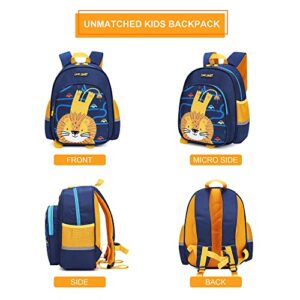 Otbjmbx Lion Toddler Backpack, 12 Inch Cute Cartoon Kindergarten Preschool Backpack Elementary School Backpack With Chest Strap, Durable Kids Backpack for School Boys Girls 1-6 Years Old (Yellow)