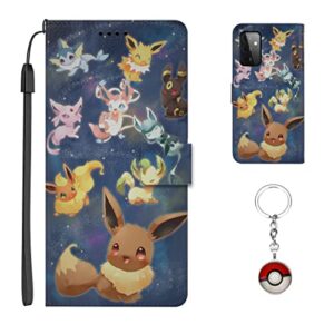 phone case compatible with samsung galaxy note 10 plus case anime design animation cartoon folio flip wallet pu leather case for samsung galaxy note 10 plus (with cute kawaii figure keychain)