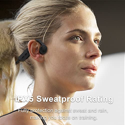 RR SPORTS Open-Ear Air Conduction Headphones, Wireless Earphones Bluetooth 5.2 with 24 Hours Playtime, Sweat Resistant Sport Headset with Built-in Mic for Running, Cycling, Driving (Black-No TF Card)