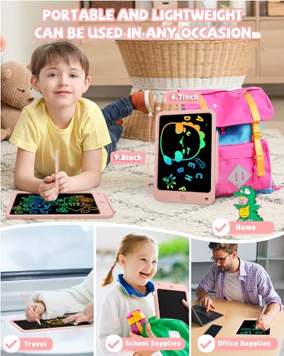 KOKODI LCD Writing Tablet for Kids, 10 Inch Colorful Drawing Tablet, Educational Learning Kids Toys for Age 3-12 Years Old, Toddler Doodle Board, School Supplies for Girls, Birthday Gifts