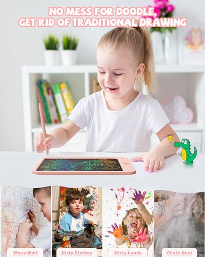 KOKODI LCD Writing Tablet for Kids, 10 Inch Colorful Drawing Tablet, Educational Learning Kids Toys for Age 3-12 Years Old, Toddler Doodle Board, School Supplies for Girls, Birthday Gifts